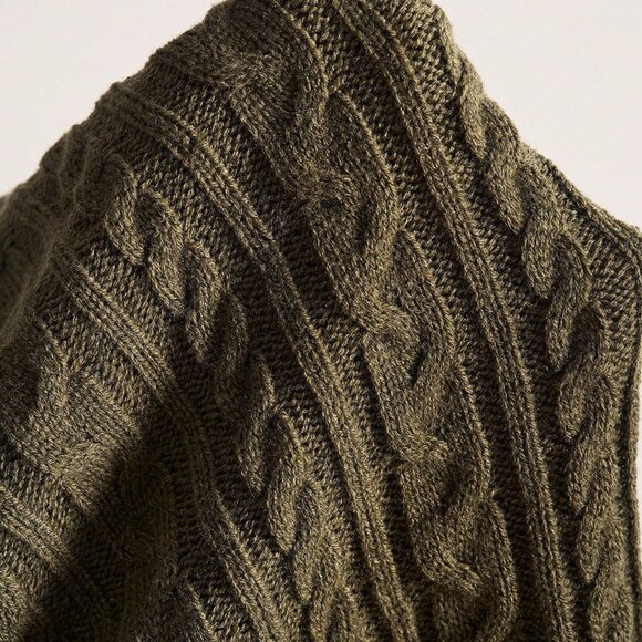 Green Casual Women's Off Shoulder Fuzzy Patchwork Long Sleeve Sweater - Picture 8 of 8